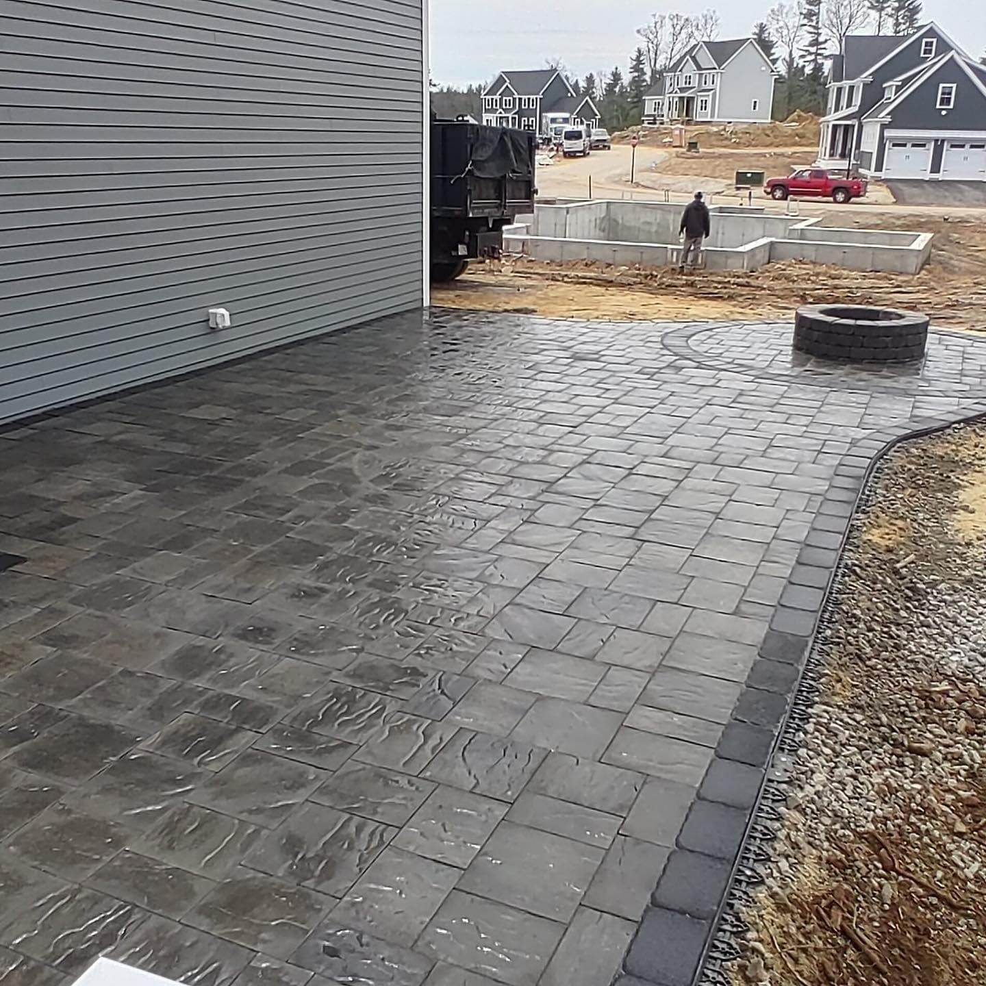 New-construction paver patio